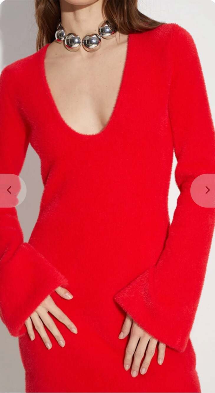 Simon Miller Long Sleeve Scoopneck Mini Dress Mod Orange Red Medium